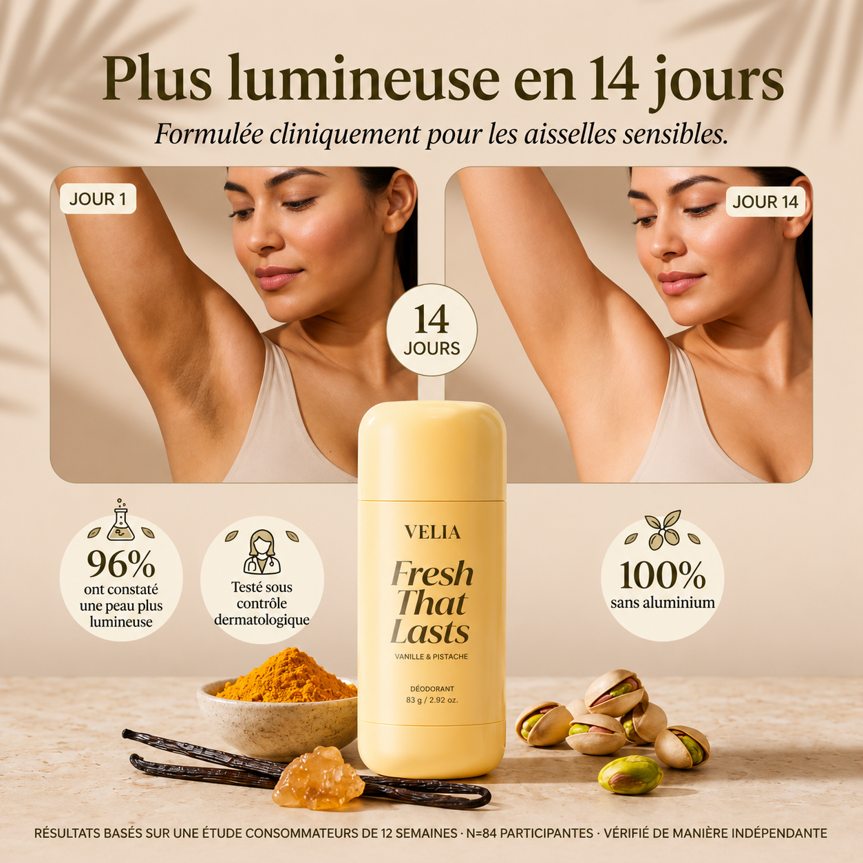 Avant / après : aisselles plus lumineuses en 14 jours